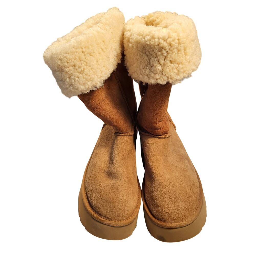 NEW UGG Classic New Heights Cuffable tall boots chestnut platform womens size 9 - Picture 3 of 8